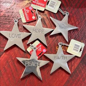 Silver Inspirational Star Ornament Set